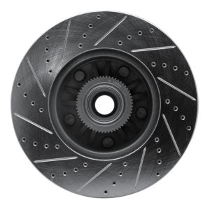 Ford E-150 Club Wagon Brake Rotor (1) - Front Right - R1 Concepts - Drilled & Slotted - Silver - `04-`06